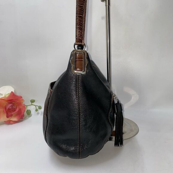 Brighton Two Tone Croc Embossed Leather Shoulder Bag Medium - Picture 4 of 12